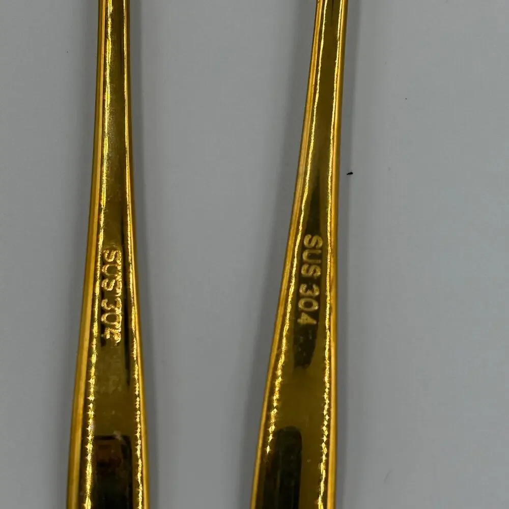 Gold Tone SUS 304 Stainless Steel Flatware 3 Piece Set Fork Spoon Knife Modern